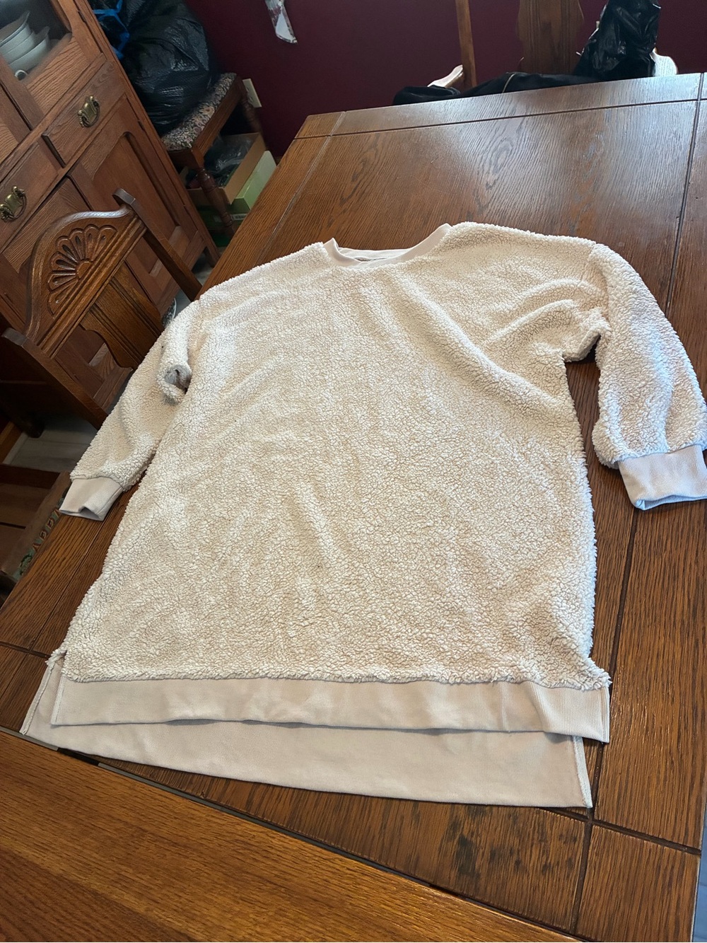 Fashion Nova Cream Sherpa Crewneck Pullover